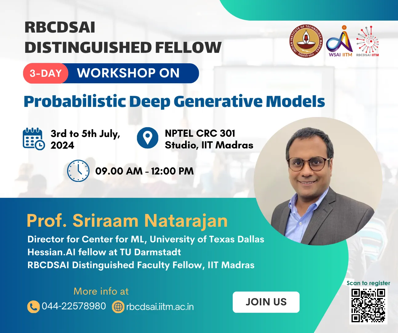 Workshop: 'Probabilistic Deep Generative Models' by S. Natarajan, UT Dallas and RBCDSAI Distinguished Fellow