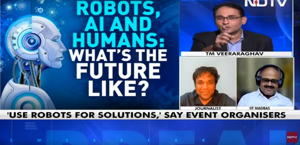 CeRAI head Dr. Ravindran appears on NDTV segment 'Robots And Humans: A Peek Into The Future'